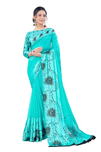 Shop Women Solid And Printed Reguler Satin Saree With Unstitched Blouse (P1Ssp69_Rama_6 Yards)