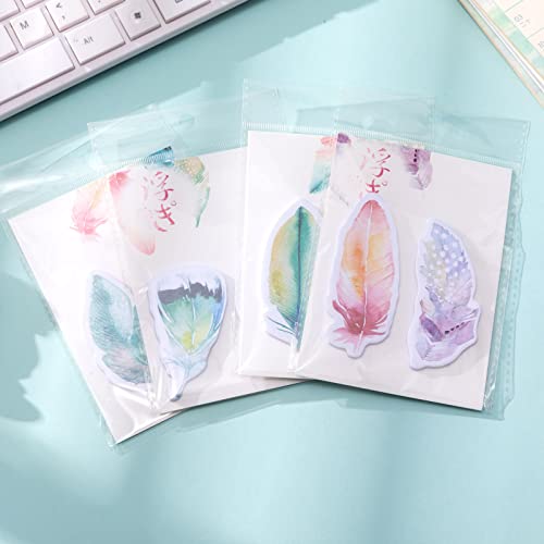 RIANCY Sticky Notes Memo Pad,Super Sticking Power Memo Pad,Rainbow Feathers,4 Pack-30 sheets/for Home,Office,Notebook,School
