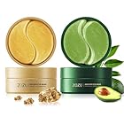 Avocado & Gold Hydrogel Eye Mask Set - Collagen Under Eye Patches to Reduce Puffiness, Dark Circles & Wrinkles | Korean Skincare Treatment for Firming, Hydration