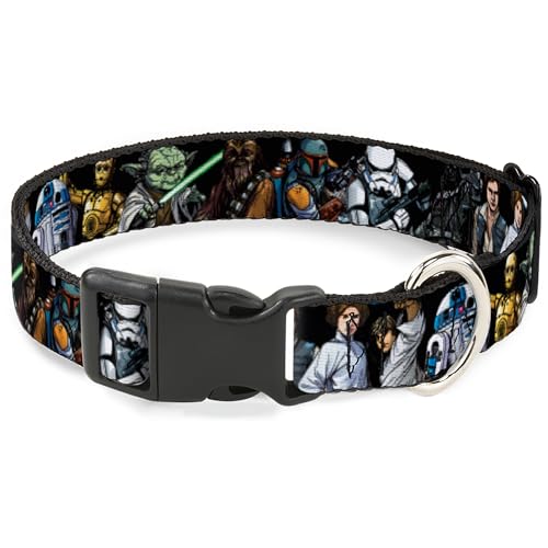 Collier chien Star Wars boucle plastique solide sangle large 3.8 cm ajustable noir
