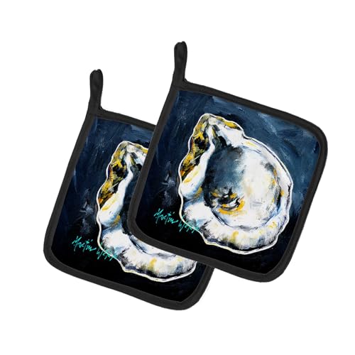 Caroline's Treasures Blue Star Oyster Pair of Pot Holders Kitchen Heat Resistant Pot Holders Sets Oven Hot Pads for Cooking Baking BBQ, 7 1/2 x 7 1/2