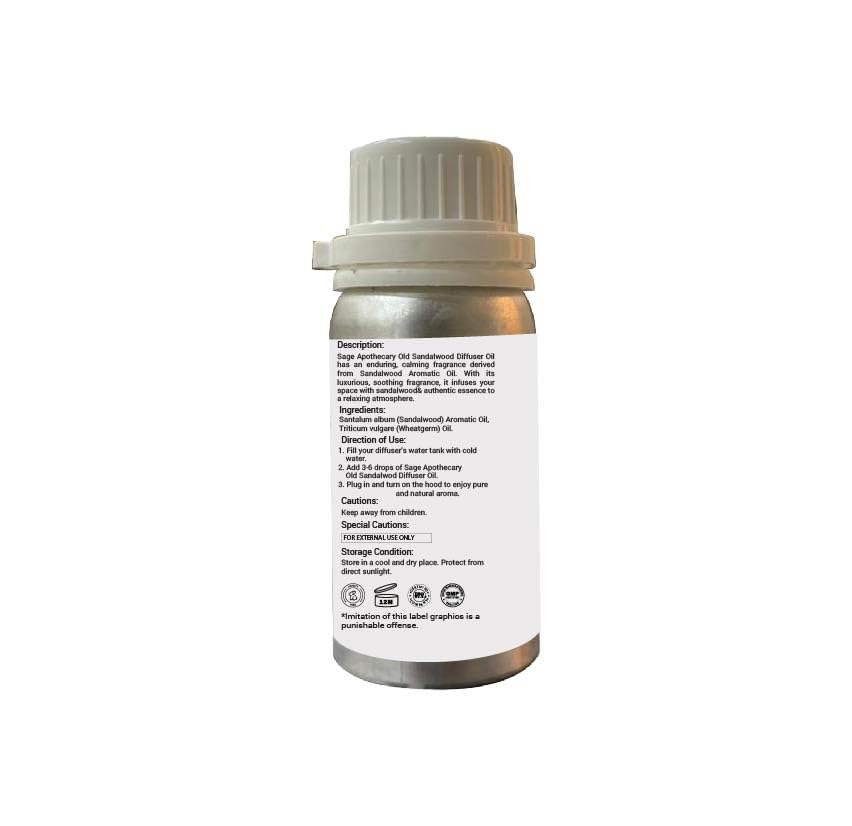 Image of Sage Apothecary Old Sandalwood Diffuser Oil Natural Aromatherapy Oil for Sleep and Relaxation - 125 ml