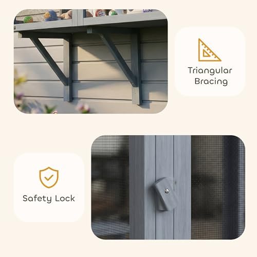 PawHut Window Cat Catio Outdoor Cat House w/Bug Proof Mesh 2 Tiers 51.2" L — view 8
