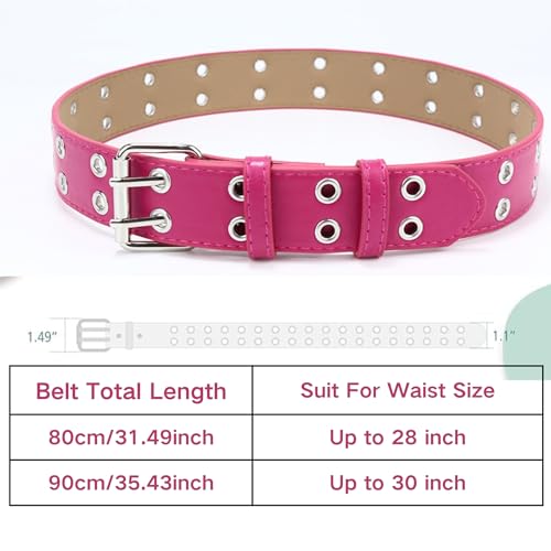 Toptim Set of 4 Kids Double Grommet Belt for Girls and Boys, Punk PU Leather Kids Studded Holes Belt for Jeans Pants2