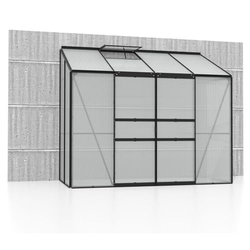 Vitavia Anlehn-Gewächshaus Styx 3300, schwarz, 3,3 m², 4 mm HKP | Wetterfestes & stabiles Wand-Gewächshaus zur Pflanzenanzucht | Ideales Treibhaus für Gemüse, Kräuter & Blumen