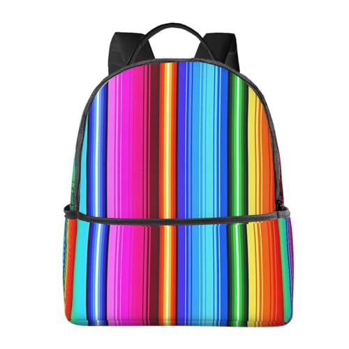 Mexico Serape Rainbow Stripes Print Backpack Lightweight Laptop Backpacks Casual Double Shoulder Backpack For Women Men Travel