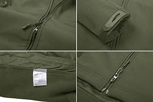 Foto von TACVASEN Herren Wasserdicht Winddicht Outdoorjacke Softshelljacke Übergangsjacke mit Tasche, Armeegrün, L