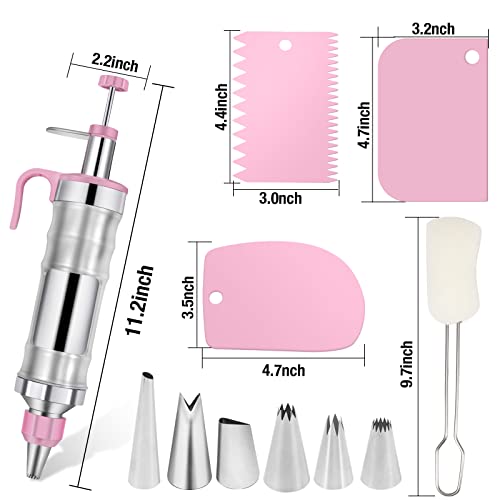 Dualshine Pink Cake Decorating Kit - 6 Russian Piping Icing Nozzles, 3 Cream Scrapers, Stainless Steel Cupcake Frosting Filling Injector by Dualshine - Image 7