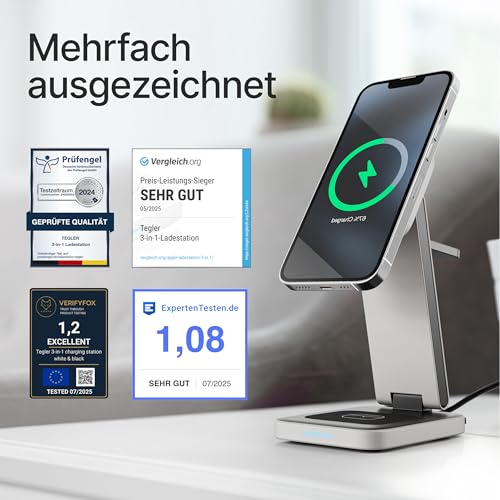 TEGLER 3-in-1 MagSafe Ladestation für iPhone, Apple Watch und AirPods