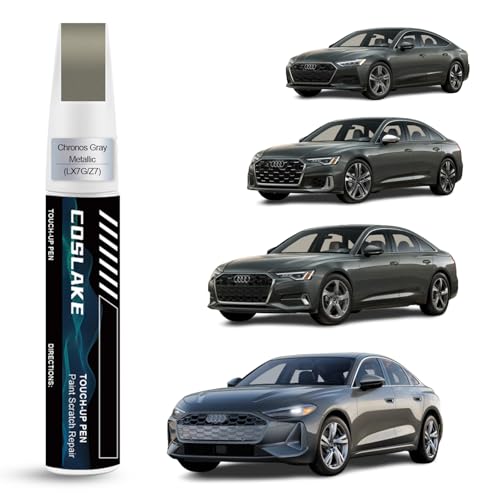 COSLAKE Car Touch Up Paint(Chronos Gray Metallic(LX7G/Z7)) for Audi, Car Paint Scratch Repair Kit, Quick & Easy Solution to Repair, 2 in 1 Scratch Remover Pen with Color-Matched