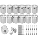 KENSHIRE 12 Stück 25 x 25 mm Aluminium-Schild-Abstandshalter, Wandhalterungen, Werbeschrauben, Befestigungen, Abstandshalter, Befestigung für Acrylschilder, Display (silber-eloxiert)