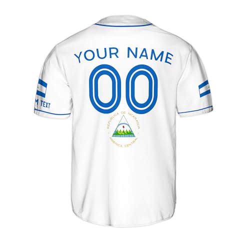 Personalized Nicaragua Baseball Jersey, Nicaragua Jersey Men, Nicaragua Soccer, Nicaragua Jersey Baseball miniatura 6