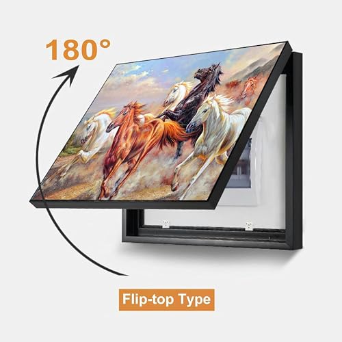 Image of Electric MCB Box Cover Frame With Hydraulic Decorative White 7 Running Horse Painting Electrical Panel box Cover, Switch Box Frame Will Fit Max 15x20 inch Switch Board, Outer Box Size 17X23 Inch