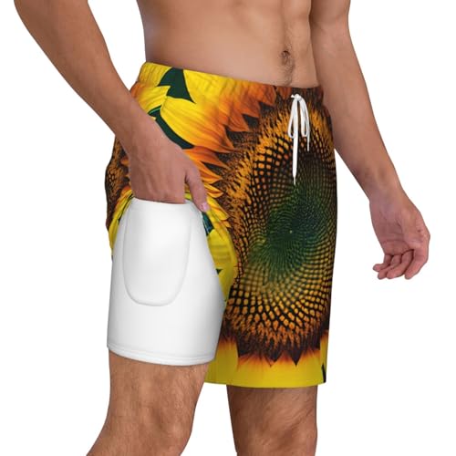 Short de bain de compression pour homme maillot de bain décontracté jaune - 3