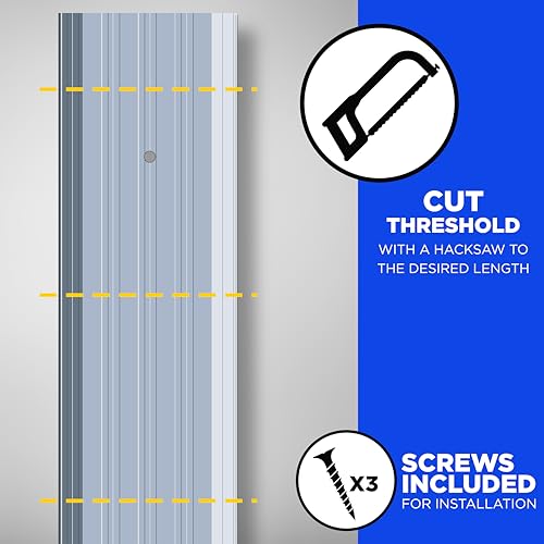Image of M-D Building Products 69808 Sturdy Aluminum Fluted Saddle Threshold, Mill Finish: Stylish Doorway Transition Draft Protection (1 /4-Inch by 5-Inch - 72-Inch) TH042