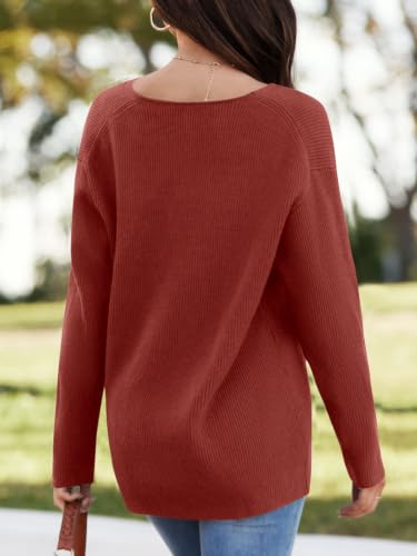 Image of Imily Bela Womens Oversized Deep V Neck Sweaters Sexy Long Sleeve Tunic Sweater Knitted Dressy Pullover Jumper