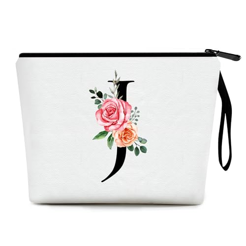 Personalised Makeup Bag Gifts for Women A-Z Make up Bag Gifts for Birthday Christmas Best Friend Her Women Mum Wedding Gifts for Bride Bridesmaid Cosmetic Bag Holder(J)