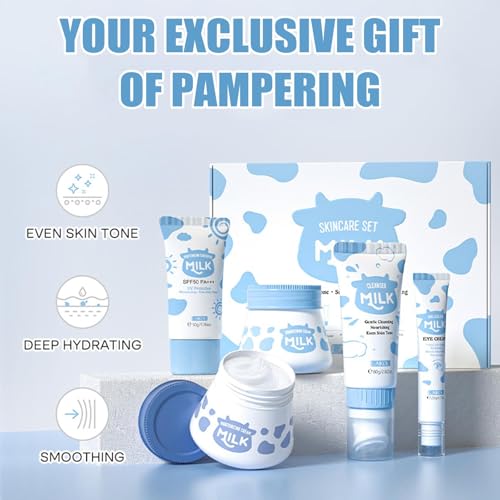 Milk Skin Care Sets & Kits kids skin care products Milk Protein Skincare Gifts For Teenage Girls, gift set for women With Cleanser, Eye Cream, Moisturizer, Sunscreen, Glow Cream - Image 7