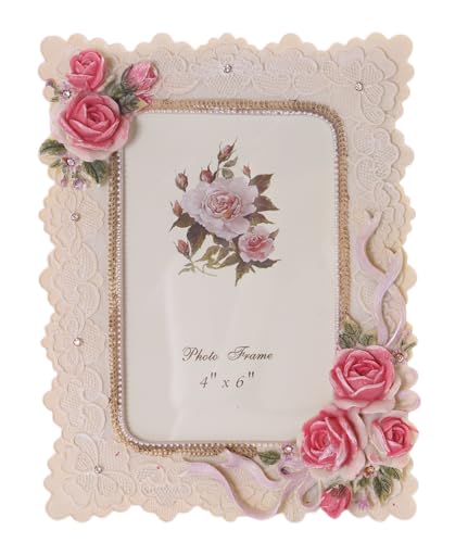 BM-016 Rosas Decoración Barroca Romántica Estilo Rural Estilo Fotográfico Decoración, Tamaño de la foto 10 x 15 cm (4x6 pulgadas), Blanco