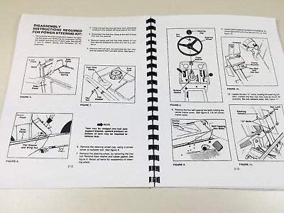 Open pages of the service manual showing disassembly instructions for power steering kit.