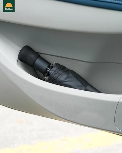 Chakipee Paraguas Plegable Antiviento Hombres - Paraguas Negro Resistente al Viento, Paraguas Automático Portátil Compacto de Viaje, Revestimiento de Tela 210T