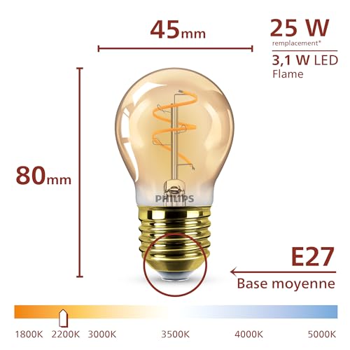 Ampoule Philips Filament Tropfenform Amber P45 E27 E27 270 lm 1x - vue 4