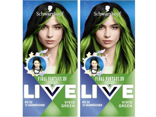 FINAL FANTASY™ XIV Online x LIVE Ultra Brights Semi-Permanent Hair Colour 024 Vivid Green (2 x 80 ml) Colouration for Intense or Pastel Colour Results Lasts 12-15 Hair Washes with Care Conditioner