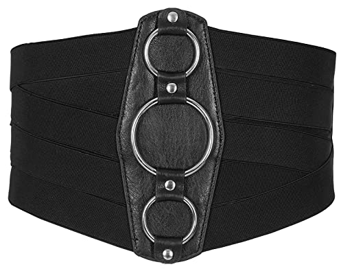 Moessa Women's 7 Inch Wide Lattice Corset Waspie Elastic Waist Belt