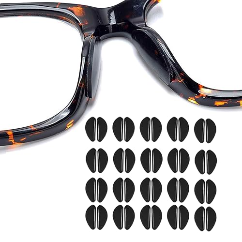 PLABBDPL 20 Paires Plaquettes de Nez en Silicone, Plaquette Anti Glisse Lunette Coussinets Nez, Antidérapant Coussinets de Nez Adhésif pour Lunettes, Protection Nez pour Lunettes, A
