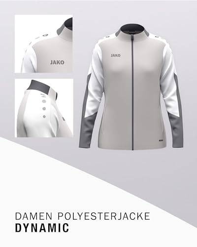 JAKO Damen Polyesterjacke Dynamic, hellgrau/weiß/grau, XL – Ansicht 4