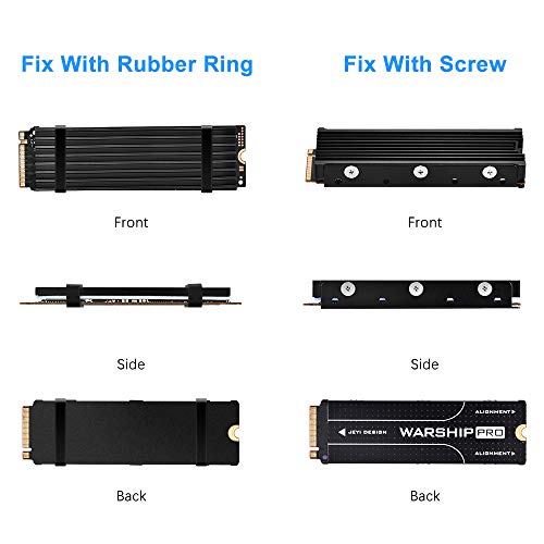 Sourcing Map Lot De 2 Dissipateurs Thermiques M.2 SSD Avec Coussinet Thermique En Alliage D'aluminium Pour PC, 70 X 22 X 3 Mm, Noir