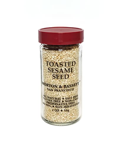 Morton & Bassett Toasted Sesame Seeds, 2oz – All-Natural, Salt-Free, Non-GMO, Kosher, Nutty & Crunchy Flavor for Stir-Fries, & Sushi