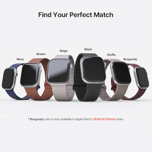 Calyx Leather-Pattern Silicone Apple Watch Band with Leather-Pattern Texture, Soft & Flexible Replacement Strap, Sweat-Resistant, Comfortable Fit for Daily Wear for Women/Men 11/10/9/8/SE (Etoffe, 42/44/45/46/49) by CALYX - Used condition - Image 6