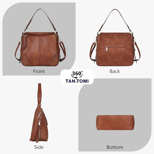 Image of TANTOMI Hobo Crossbody Bags for Women Vegan Leather Purses and Handbags Bucket Bags Ladies Shoulder Purses for Everyday
