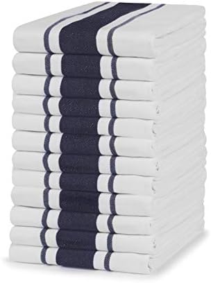 Sticky Toffee 100% Cotton Tea Towel - Pack of 8, Terracotta, Red, Mustard & Grey Stripe Pattern | Kitchen Hand Cloth Set | Absorbent, Strong, Quick Dry & Machine Washable | Home & Kitchen Accessories