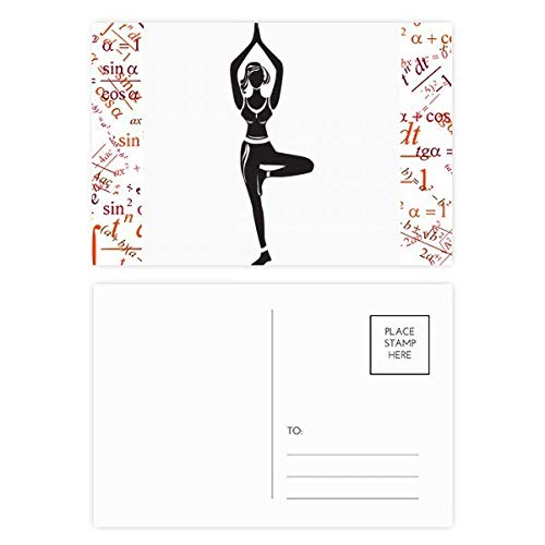 Carte postale yoga fille pour mot de remerciement zen | Set multicolore silhouette 20 pièces