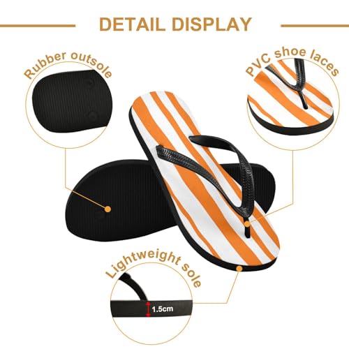 Orange Stripes Flip Flop Beach Summer Casual Sandal for Women & Men Shower Shoes 208618102