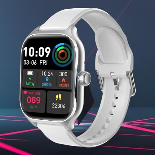 Image of Nervfit Absolute Smart Watch, 2.1 inch Super Large HD Display, Health & Fitness Tracking, AI Assist, Camera Control and More (Cloud Grey, Rectangular)
