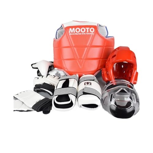 KCTAKXMRA Taekwondo Sparring Gear Combat Training Competition Taekwondo Protective Gear Thickened Combat Protective Gear Set Dojo Training Set Taekwondo Protective Gear(Red,Female 160-170cm)