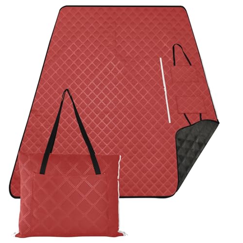famyily Tappetino da gioco all'aperto portatile picnic coperte esterne per erba 203 X 152 per 8 a 10 adulti coperta concerto, scarlatto