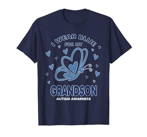 I Wear Blue For My Grandson Autism Awareness Matching Maglietta