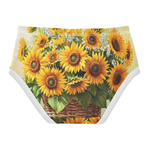 Retro Sunflower Toddler Girls Panties, Underwear Girls, 2T–8 Years2
