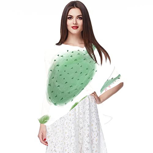 Foulard en mousseline de soie femme écharpe légère motif plante cactus