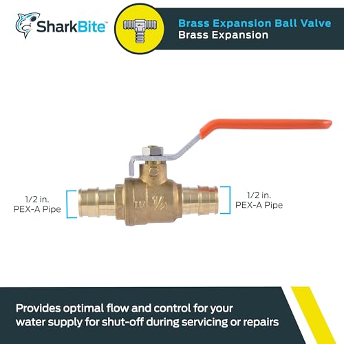 Sharkbite 1/2 Inch Expansion Ball Valve for PEX-A Pipe, Brass Plumbing Fittings for PEX A Tubing, UAB22461LFA by SharkBite - Image 2
