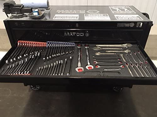 5S Tool Box Shadow Foam Organizers ( 2 Color) Fits Craftsman Waterloo And Husky Tool Chests (10.625" X 22.25", Black Top/Red Bottom) #TOP6