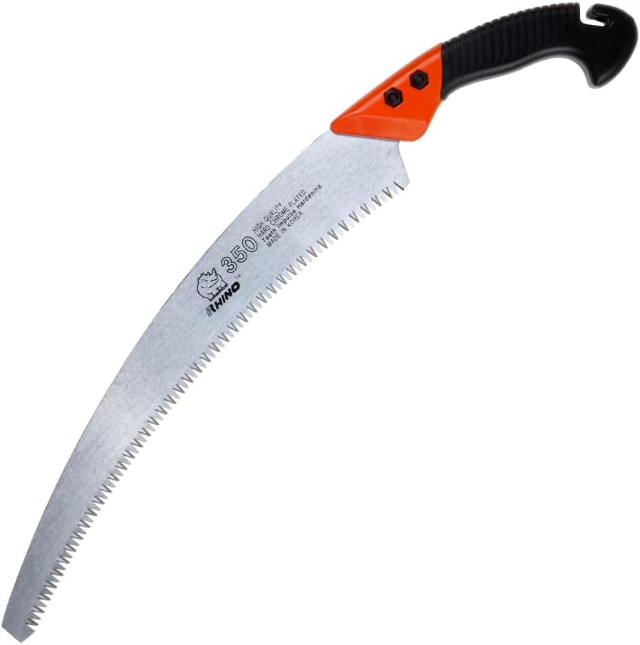 20 inches Curved Blade Saw with Scabbard, Heavy Duty Pruning Saw, Steel Pruner Blade with High Hardness and Sharpness, Perfect for Trimming Trees, Plants, Shrubs, Wood, and More, Made in Korea