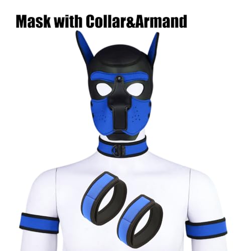 QUYUWOWO Neoprene Dog Full Face Puppy Mask Removable Pup Hood Halloween Mask (Blue, Mask) by QUYUWOWO - Image 5