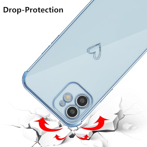 Protection objectif iPhone 12 coque antichoc à cœurs bleus et bords dorés - 4