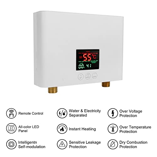 Instantaneous Water Heater 3000W 110V, Mini Electric Tankless, Variable Frequency Constant Temperature And Rapid Heating, With Remote Control, For Small Places, Such As Kitchen And Bathroom (White) #TOP2