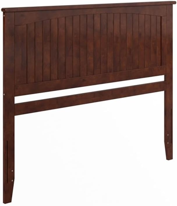 Pemberly Row Queen Coastal Solid Wood Panel Headboard, 50" H x 64.63" W x 2" D, Walnut Finish, Tongue and Groove Beadboard Detailing, Built-in USB Charging Ports, Cottage Style for Bedroom Use